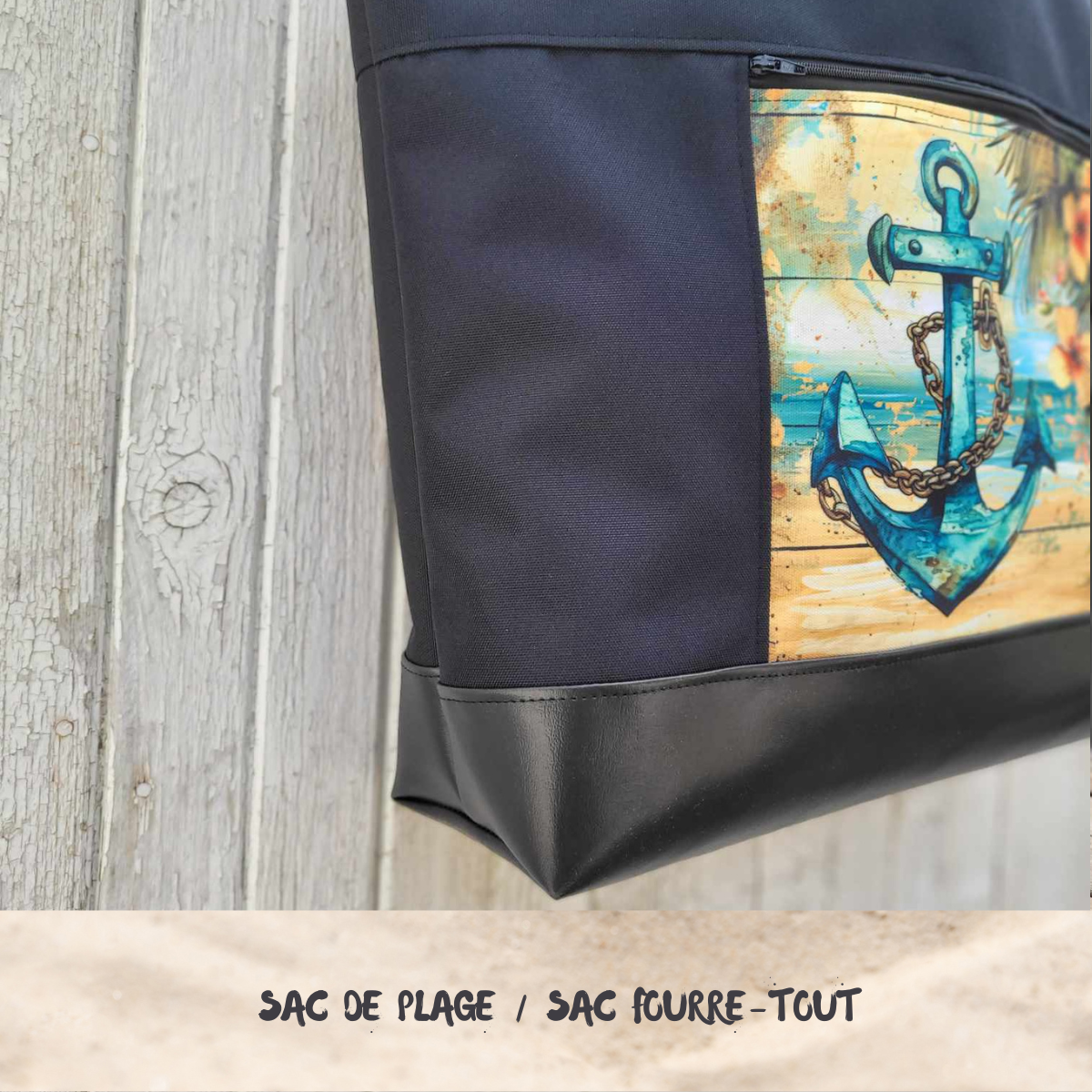 Sac de plage/fourre-tout (GRAND) - PERSONNALISÉ - Créations V&V