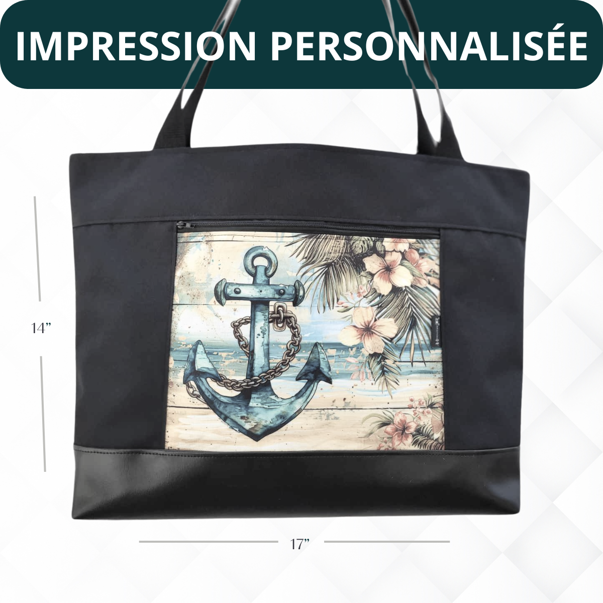 Sac de plage/fourre-tout (GRAND) - PERSONNALISÉ - Créations V&V