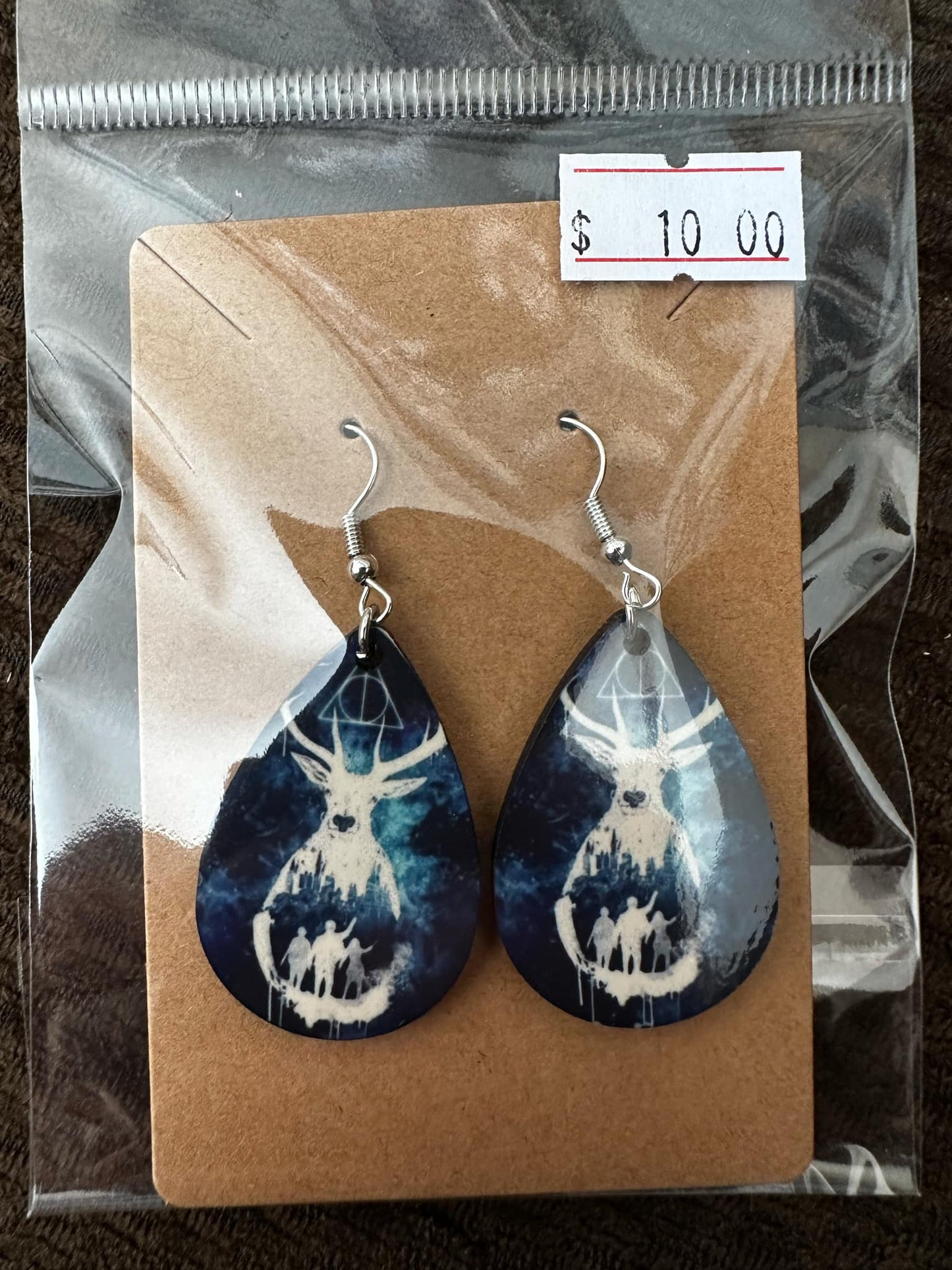 BOUCLES D'OREILLES - chevreuil bleu