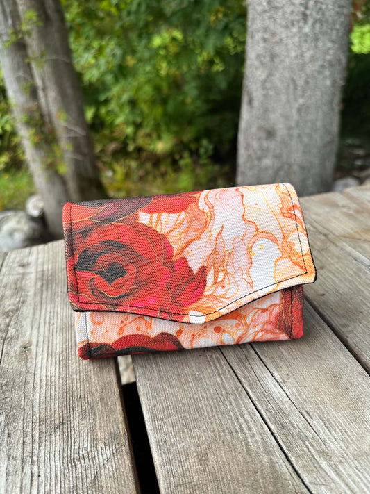 ROSES SAUVAGE - Portefeuille MINI ( PRÊT À PARTIR )