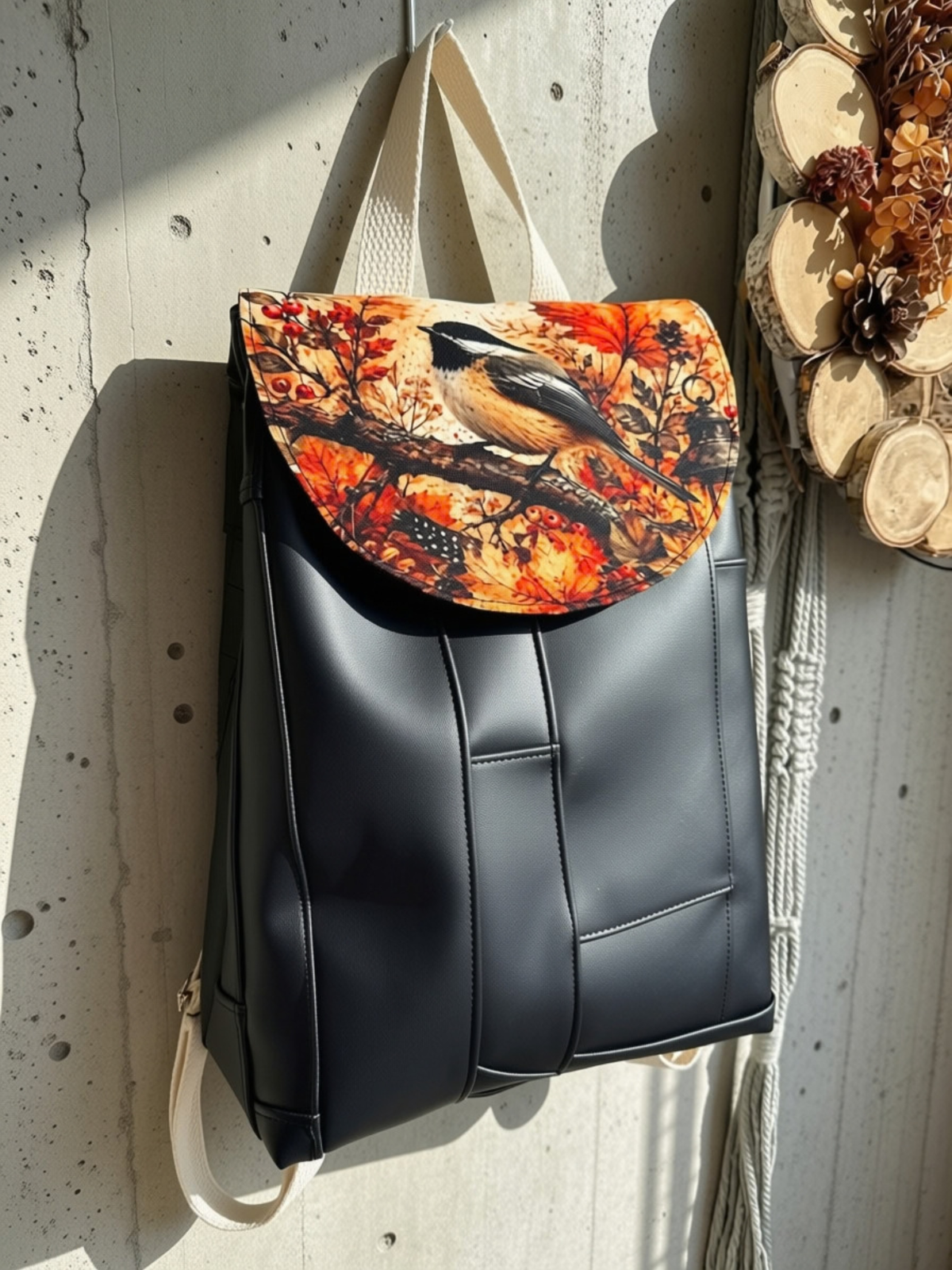 PRÊT À PARTIR - Sac à dos TARA Oiseau/cuirette