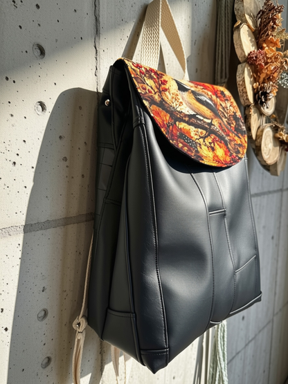 PRÊT À PARTIR - Sac à dos TARA Oiseau/cuirette